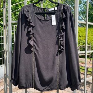 NWT NY&Co Ruffle Front Bubble Hem Blouse - Size XXL